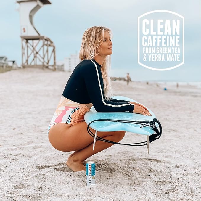 FOCUSAID Energy Blend, Brain Boosting Nootropics Drink, Alpha-GPC, GABA, B-Complex, Yerba Mate, Green Tea, 100% Clean, 100mg Natural Caffeine, 12-oz. can, 12 Pack