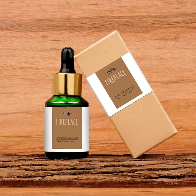Fireplace Fragrance Oils, MitFlor 30ml Scented Essential Oil for Diffuser, Premium Fragrance Oil for Candle & Soap Making, Winter Aromatherapy Diffuser Oil, Warm & Woody Scent for Home Fragrance