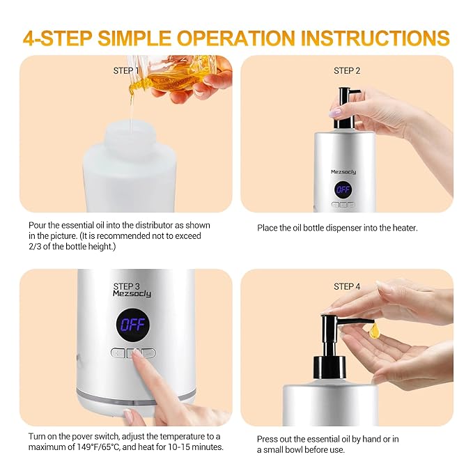 Oil Warmer for Massage oil warmer for scented oil, Massage Oil Warmer, lotion warmer, Body Oil Heater for Spa, Salon and Barber Shops, with Two Oil Bottle Dispenser, Constant Temperature, Silver