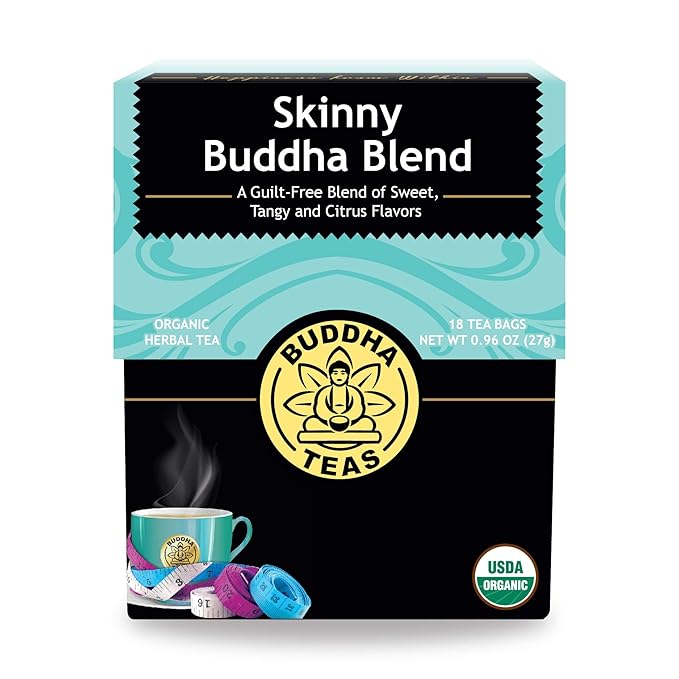 Buddha Teas Organic Skinny Buddha Blend - OU Kosher, USDA Organic, CCOF, 18 Bleach-Free Tea Bag