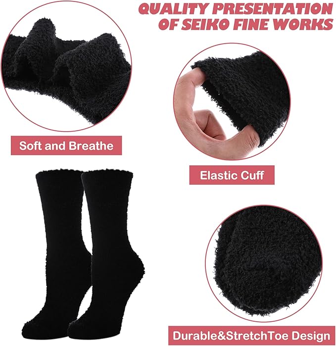 LINEMIN Womens Fuzzy Socks Cozy Fluffy Winter Warm Slipper Socks Microfiber Soft Home Sleeping Socks