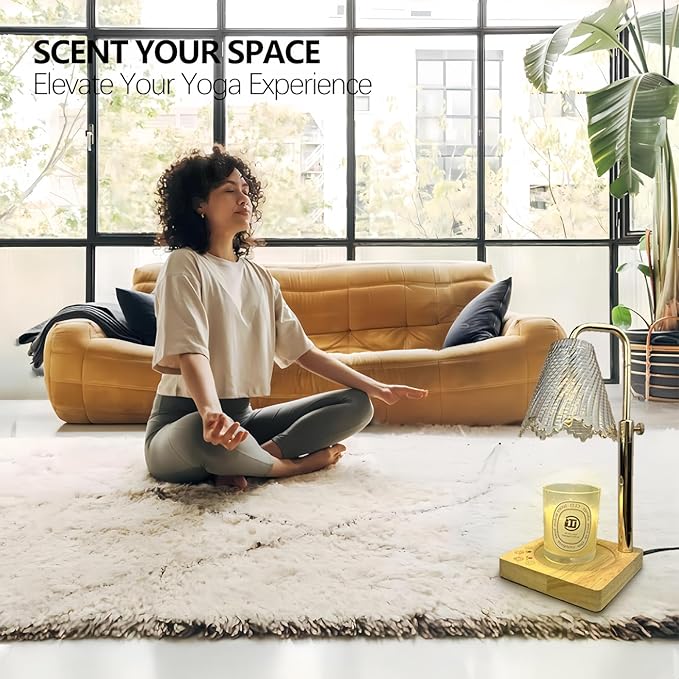 Candle Warmer Lamp with Timer Electric Wax Warmer for Scented Wax Melt Warmer Melter for Jar Candles Touch & Remote Control Dimmable Adjustable Height Gifts for Women 2 Bulbs Skirt Shaped Glass