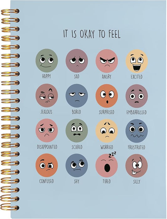 BearCake Mental Health Gifts, Inspirational Notebooks, It is Okay to Feel Mental Health Journal, Therapy Journal for Mental Health, Mental Health Journal for Women,Spiral Notebook 5.5x8.3 blue