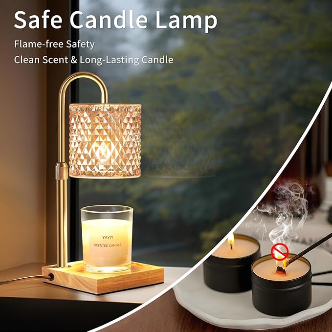 Candle Warmer Lamp with Timer Dimmer Adjustable Height, Lamp Candle Warmer for Jar Candles, Home Decor, for Women Birthday