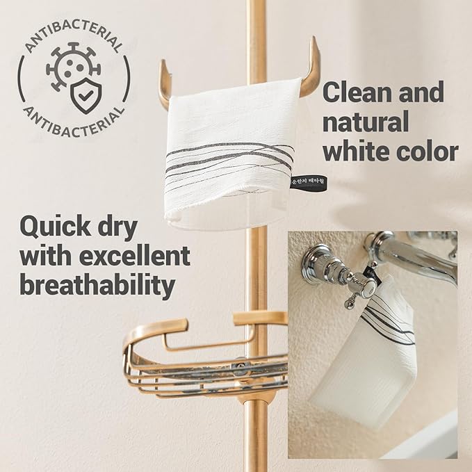 DEARCUS Korean Exfoliating Washcloth Towel 4 Pcs, Hanji Bath Washcloths Mitt Scrub Body Washcloth Glove, Skin Irritation Free Korean Mulberry Bark, Reusable Soft and Gentle Scrubbing