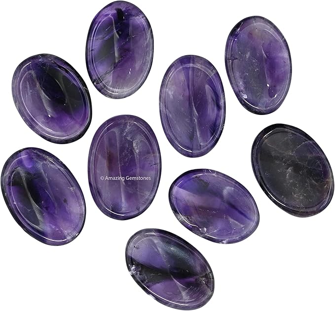 Amazing Gemstone Amethyst Worry Stone, Healing Crystals - Piedra Crystal Fidget for Gift, Meditation, Calming, Relaxation, Stress Relief