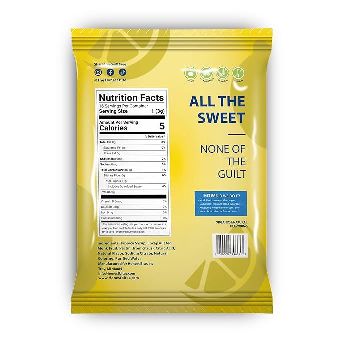 Honest Bites Low Sugar Gummy Candy Juicy Tropical Flavor- Healthy Snacks for the Whole Family, Gluten Free, Keto, Vegan Fruit Snacks - Tropical Burst, Low Calorie Snacks
