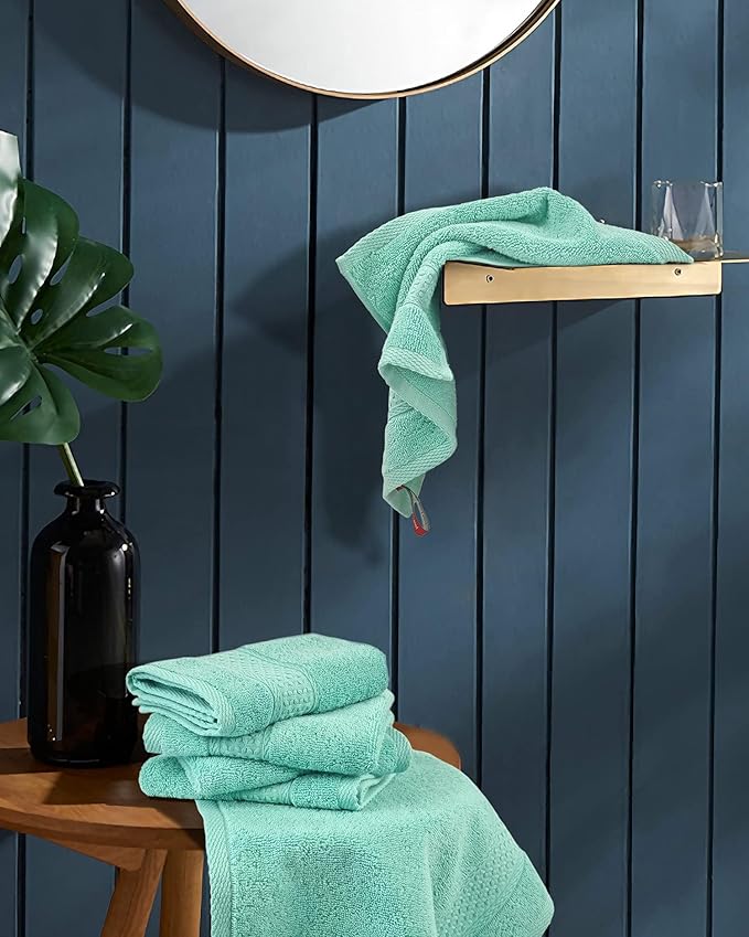 Cleanbear Washcloths for Your Body 100% Cotton Facecloths Extra Soft Bathroom Washcloths - 13 by 13 Inches (Teal)