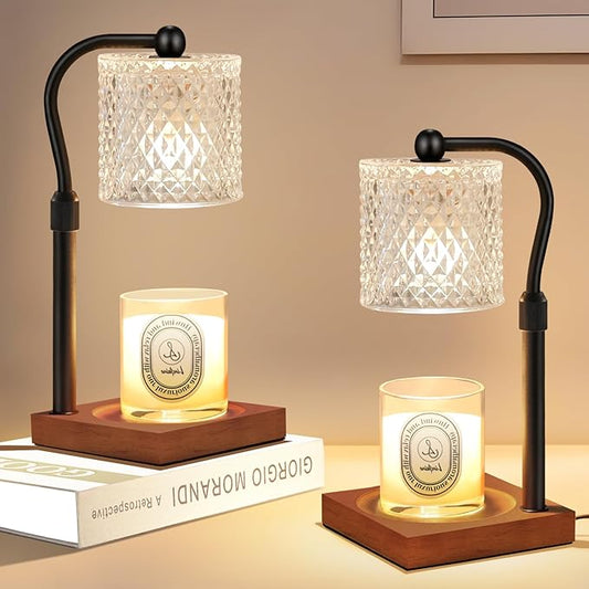 2 Pack Candle Warmer Lamp with Timer Dimmer Adjustable Height, Birthday Housewarming New Home Decor Gifts for Women, Electric Wax Warmer for Jar Candles