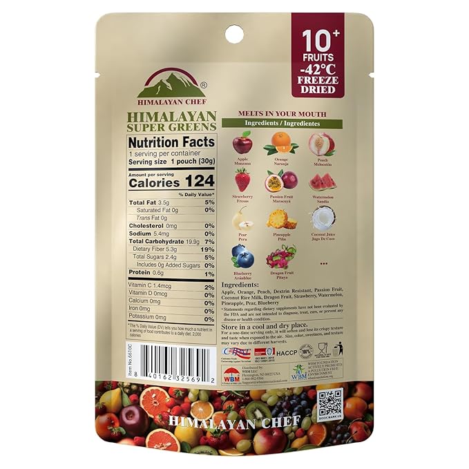 Himalayan Chef Super Reds Freeze-Dried Fruit Crisps, 30g/each 10 Pack | 10+ Superfood Fruits | Healthy Snacks Packed with Multivitamins, High Fiber & Antioxidants for Energy Boost