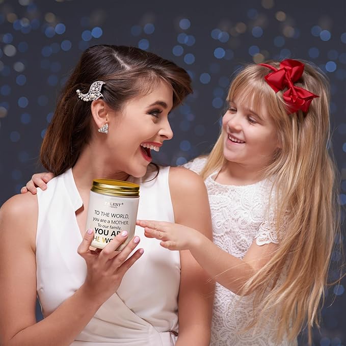 Gifts for Mom from Daughter Son Kids, Warm Night Scented Candle, 8.4oz, Jar, Modern, Gold, Mother's Day