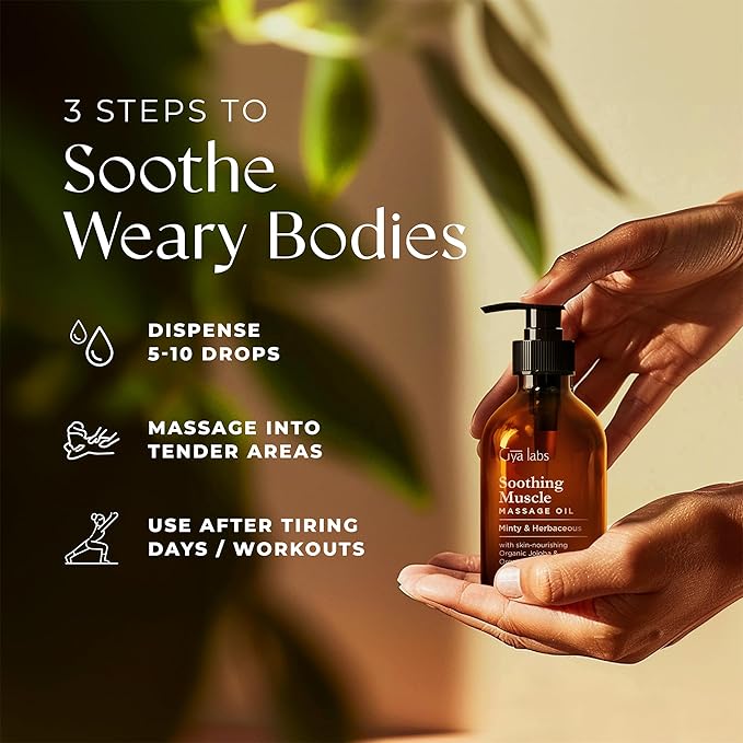 Gya Labs Soothing Massage Oil for Sore Muscles - 6.76 Fl Oz - 100% Pure Natural Spa Quality for All Skin Types - Peppermint & Cinnamon Sore Muscle Massage Oil for Men & Women