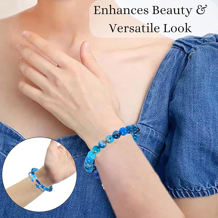 Energy Protection Crystal Handmade Adjustable Bead Bracelet Perfect for Men, Women’s Gift - Gemstone Healing Stretch Bracelet Pulsera Para Hombre Mujer Stocking Stuffer