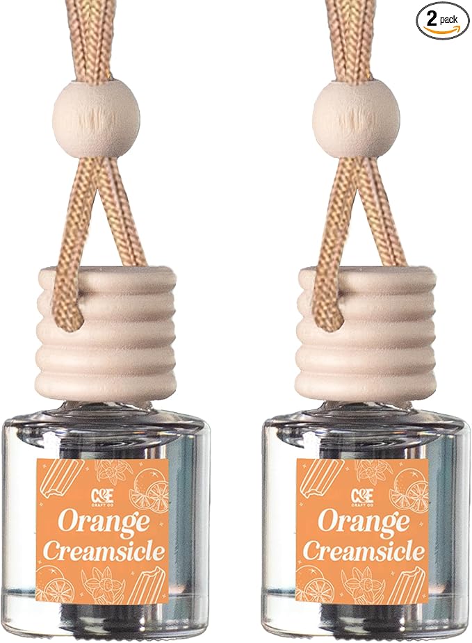 CANDECraftCo Car Air Hanging Fragrance Oil, Car Auto Freshener for Essential Oils, Scents Fragrance Aromatherapy Automobile Diffuser, Long Lasting (Orange Creamsicle)