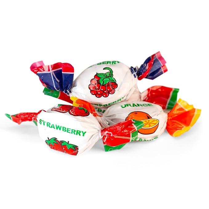 Fruit Filled Hard Candy - 2 Pound Bulk Pack (About 150 Count) - Assorted Flavors Bon Bons - Cherry, Orange, Strawberry, Raspberry