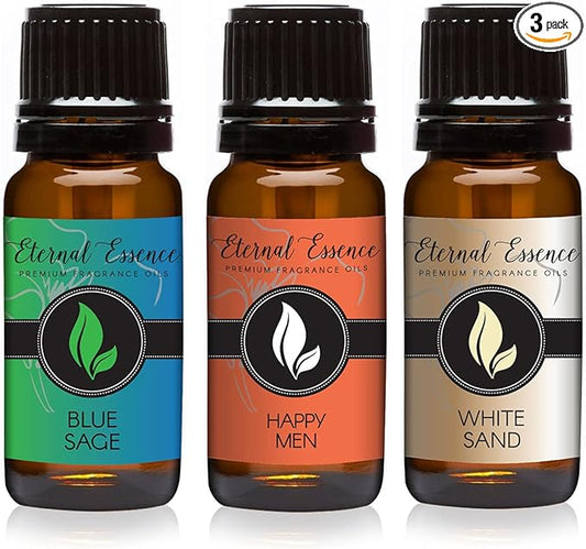 Eternal Essence Oils - Trio (3) - Blue Sage, Happy Men & White Sand - Premium Fragrance Oil - 10ML