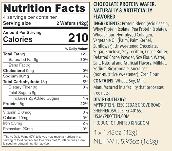 Myprotein Protein Bars, Crispy Protein Wafers, 15g High Protein Snacks, Box of 10 Chocolate Raspberry Wafers Packs, Milk & Whey Protein Isolate, Light & Crunchy