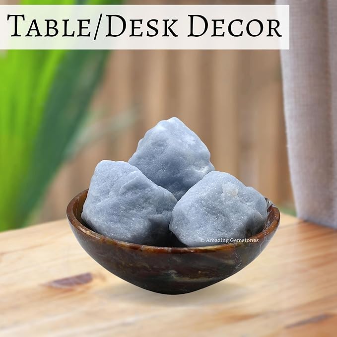 Amazing Gemstone Angelite Raw Crystals and Healing Stones, Natural Rocks for Tumbling - DIY Raw Stones and Crystals, 2 Pieces