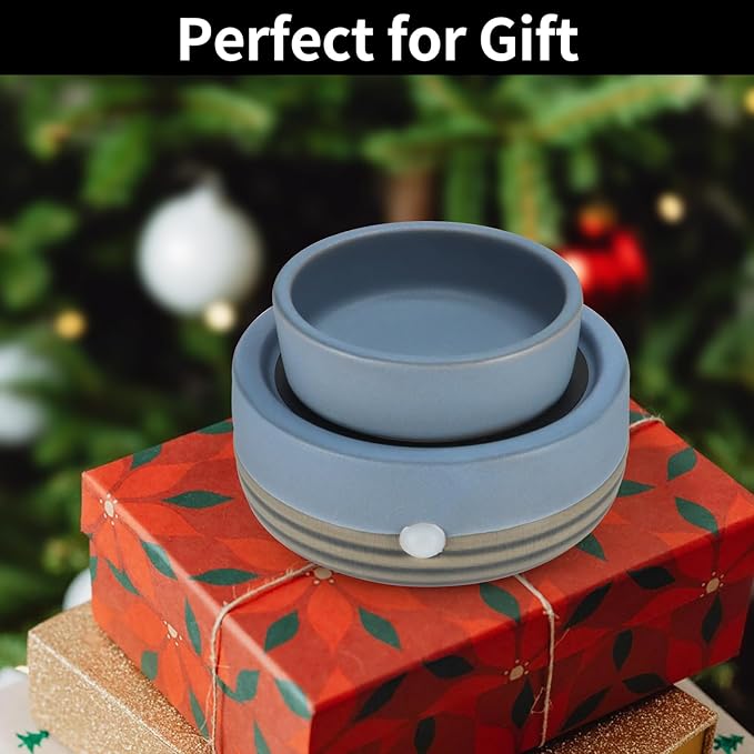 Candle Wax Melt Warmer with Timer Ceramic Electric Wax Melt 4-in-1 Oil Burner Adjusting Temperature Fits Yankee Large Jar Scented Candle for Home Decor Birthday Gifts for Women Mom Grandma Girls Blue