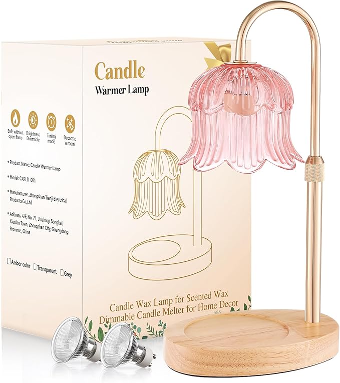 Candle Warmer Lamp Adjustable Timer Electric－Pink Flower Wax lamp
