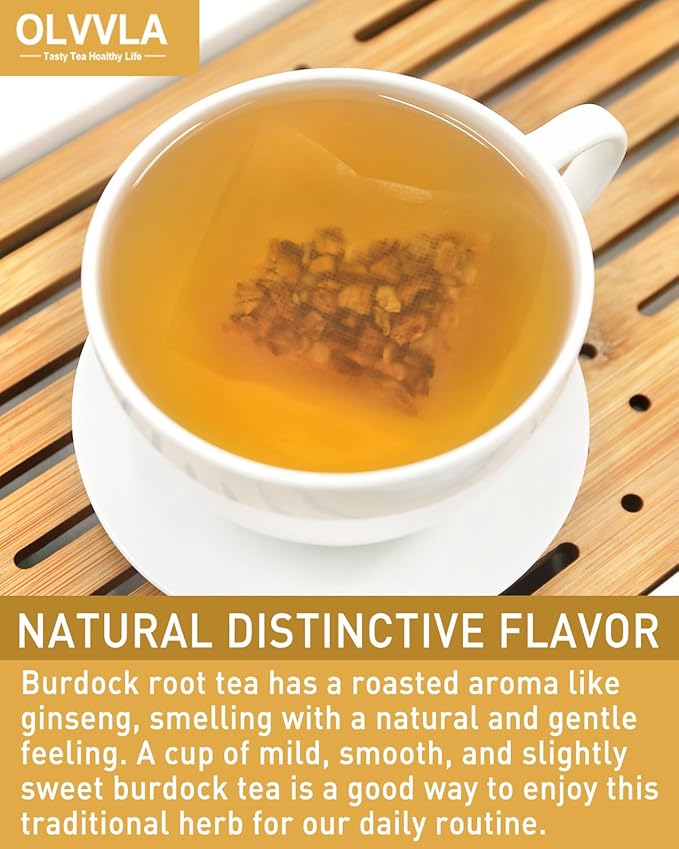 Olvvla - Premium Burdock Root Tea - 2.5g X 60 Count - 100% Pure Natural Burdock Herbal Tea bags - Caffeine-free Burdock Tea - Help to Detox & Digestive Support