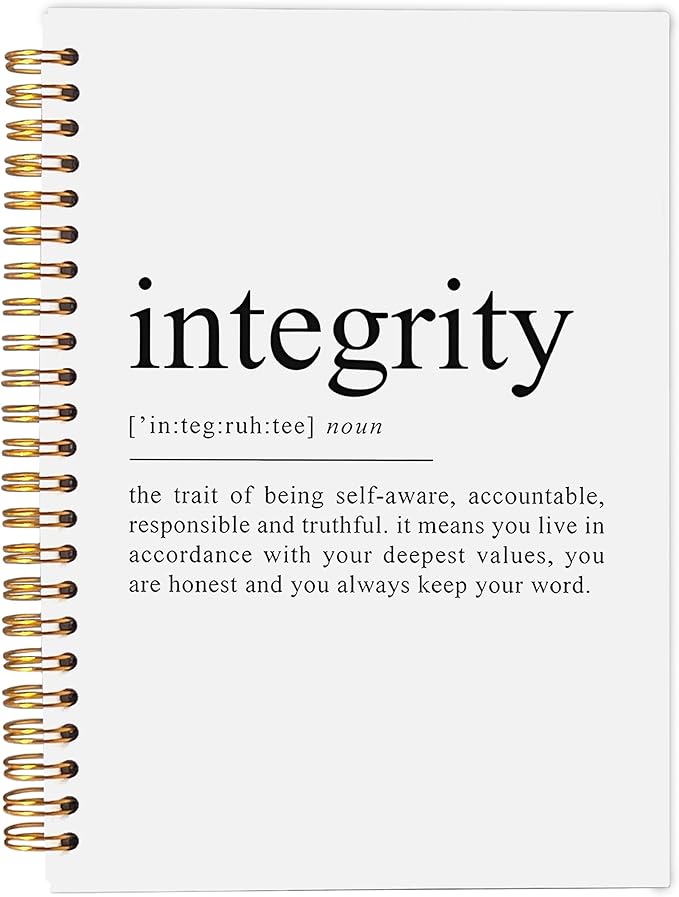 Integrity Definition Inspirational Notebook, Motivational Journal, Inspirational Gifts for Coworkers Women Men, Inspiring Work Spiral Notebooks 5.5x8.3 Inch