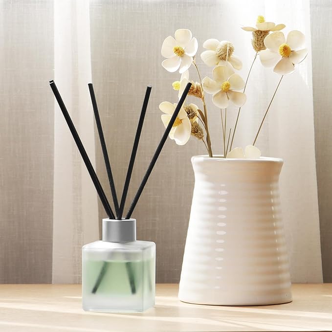 Reed Diffuser, Sea Salt & Lemon Scented Oils, Air Freshener Essential Oil Set with Diffuser Sticks, 3.4 oz Long Lasting Home Fragrance for Bedroom Office Shelf Bathroom Decor (2-Pack)