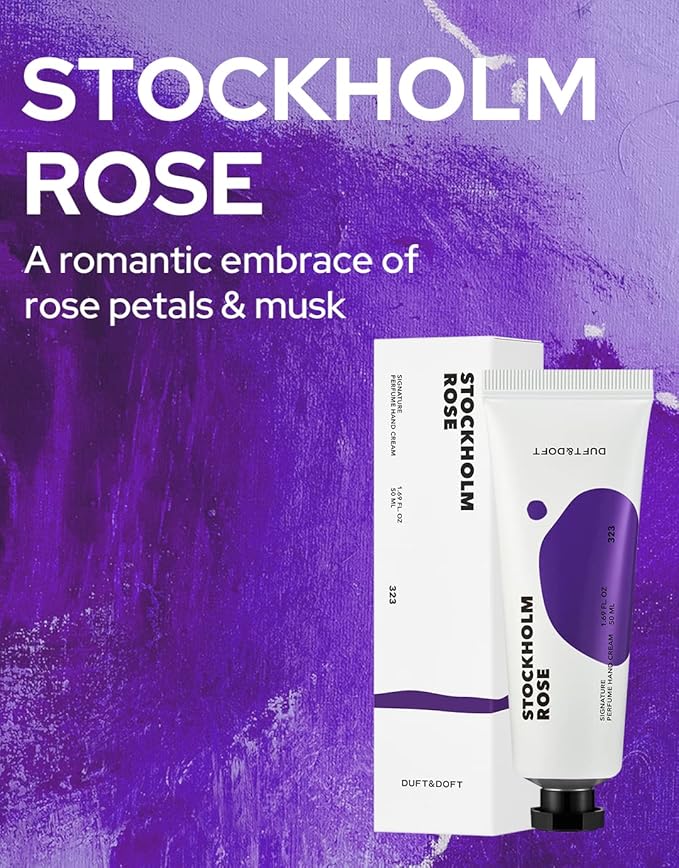 DUFT&DOFT Stockholm Rose Signature Perufume Nourishing Hand Cream, Non-greasy, Refreshing Hydration, Shea Butter, Vitamin E, Feel-Good Fragrance – 1.69 oz.