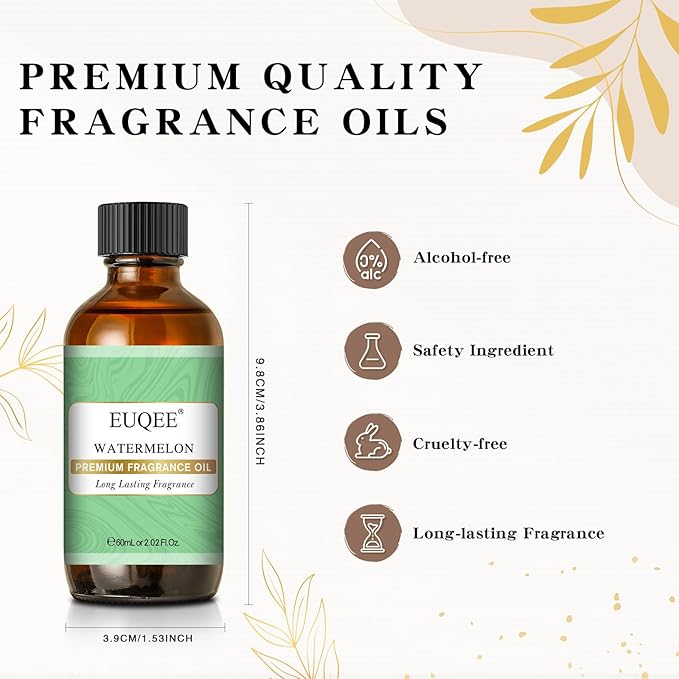 EUQEE 2.02 FL.OZ Watermelon Fragrance Oils, Essential Oils for Diffuser, Candle Making, DIY Soap with Glass Dropper - 60ML
