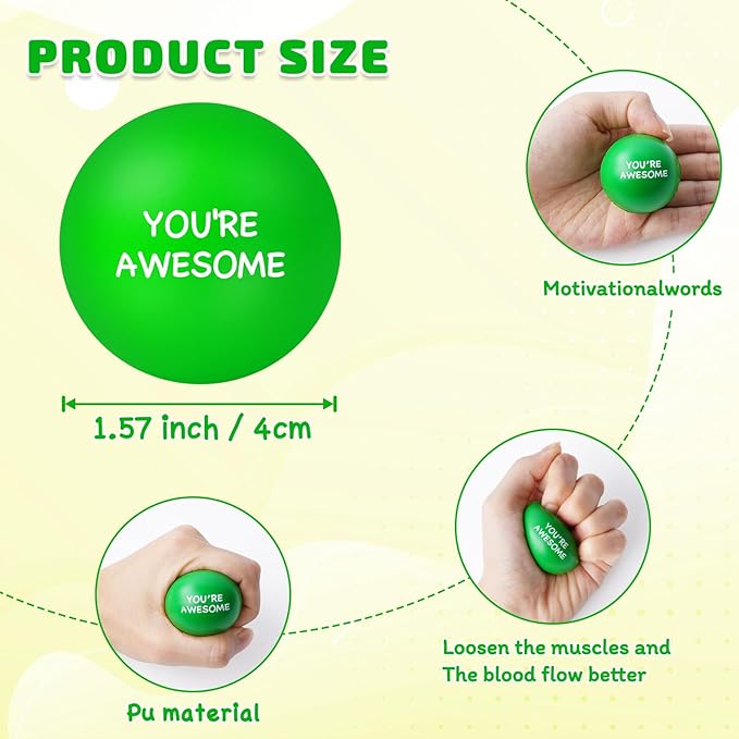 54PCS Motivational Stress Balls for Adults and Kids - Stress Balls Bulk Soft Sponge Squeeze Toys with Inspirational Quotes | Office Classroom Stress Relief Gifts | Anxiety Relief Fidget Toys