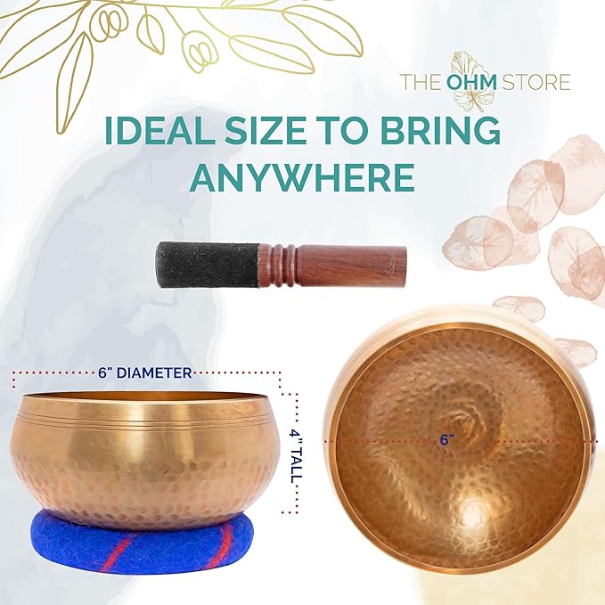 Ohm Store Tibetan Singing Bowl Set — Meditation Sound Bowl Handcrafted (6″)