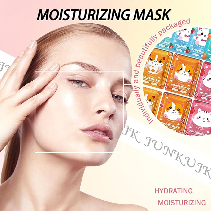 12PCS Hydrating Facial Sheet Mask,Moisturizing Face Masks Skincare Gift Set,Long Lasting Face Mask Skin Care & Facial Mask Kit for All Skin Types 18