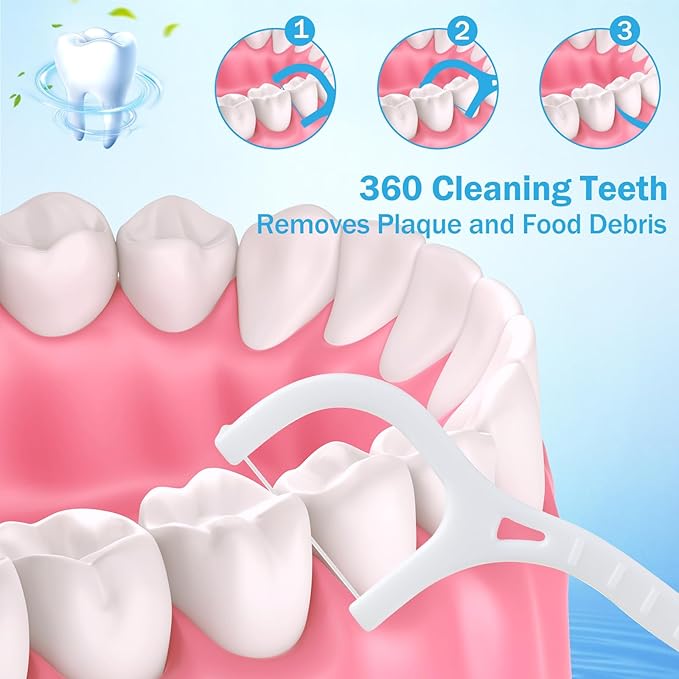 Maxcheck 2000 Count Floss Picks Bulk Natural Dental Floss Picks Toothpicks Sticks High Pull Tooth Flosser Sustainable for Teeth