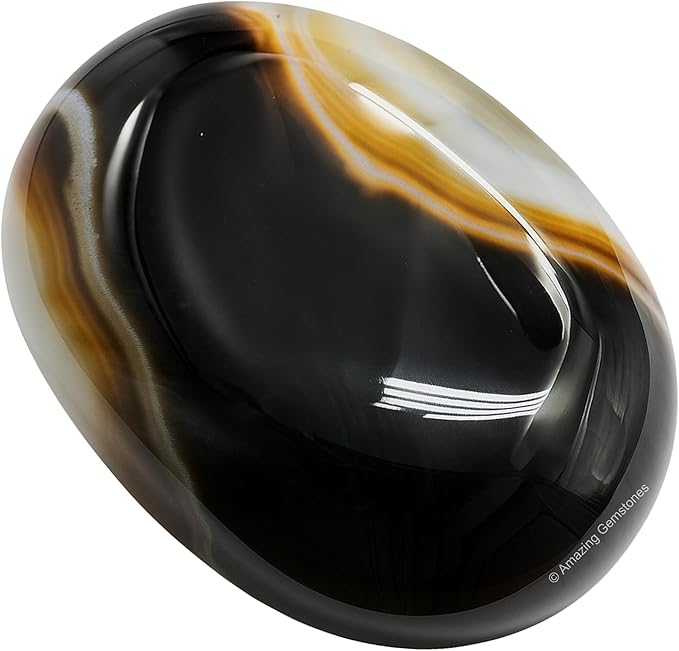 Amazing Gemstone Black Onyx Crystals and Healing Stones - Large Palm Stone Crystals Piedra - Crystal for Good Luck, Balanced Positive Energy, Meditation - Unique Stocking Stuffers and Birthday Gifts