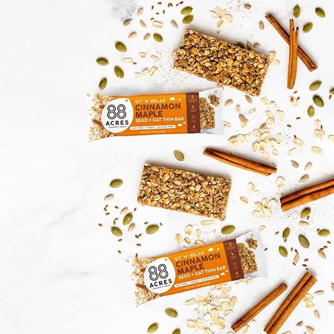 88 Acres Granola Bars | Cinnamon Maple | Gluten Free, Nut-Free Oat and Seed Snack Bar | Vegan & Non GMO | 12 Pack