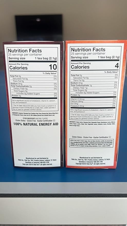 Total Tea Detox Tea & Energy Tea Set - 25 Day Detox - Herbal SIim Tea with Chamomile - Hibiscus Tea and Ginger Root for Colon Cleanse – Natural Citrus & Cinnamon Herbal Tea for Digestive Health