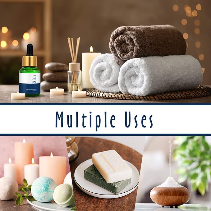 Spice Bomb Fragrance Oil, MitFlor Single Scented Oil, 30ml Premium Grade Fragrance Oil for Soap & Candle Making, Large Size Aromatherapy Essential Oil, Warm Spicy Scent for Home Fragrance