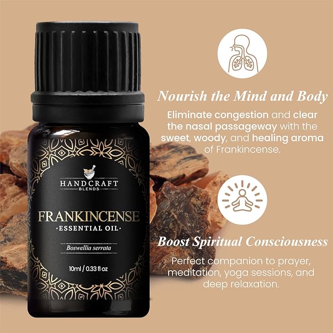 Handcraft Blends Frankincense Essential Oil – 0.33 Fl Oz – 100% Pure and Natural – Premium Grade Essential Oil for Diffuser and Aromatherapy, Skin, Massage, Candle and Soap Making Fragrance