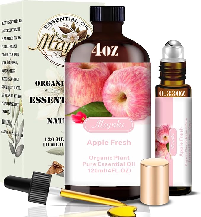 Apple Fragrance Oil-Apple Essential Oil 4.33oz (130ml)-100% Pure Natural Scent for Diffusers, Candles, Soap Making & Aromatherapy-Relaxing Home & Gift Essential Oil for Bath, Massage
