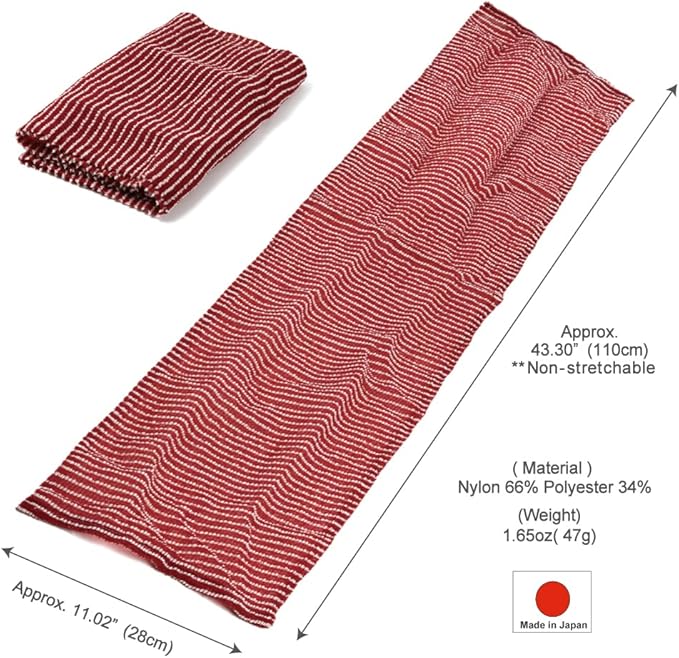 Exfoliating Washcloth [Made in Japan] Extra Long Exfoliating Towel Special Texture Makes Fluffy Foam Lather, Back Scrubber, Dead Skin Cell Remover, Loofah for Women and Men (Red)