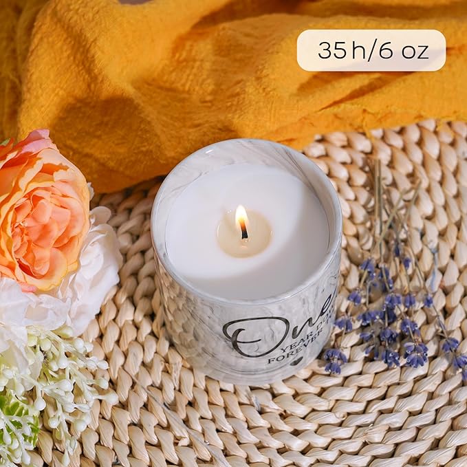 1 Year Anniversary Candle for Girlfriend Boyfriend - One Year Anniversary Wedding Gifts for Couple First Year Aniversario Present for Wife Husband Fiance - 6 Oz 1st Aniversario Porcelain Candle