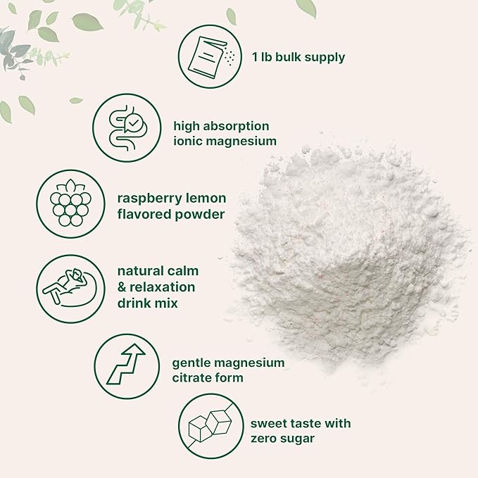 MiracleMag Calm Magnesium Powder, 1lb | Magnesium Citrate Supplement | Sweet Raspberry Lemon Flavored | Calm & Relaxation Mineral Support | Easily Absorbed Ionic Form | Non-GMO, Vegan, Sugar Free