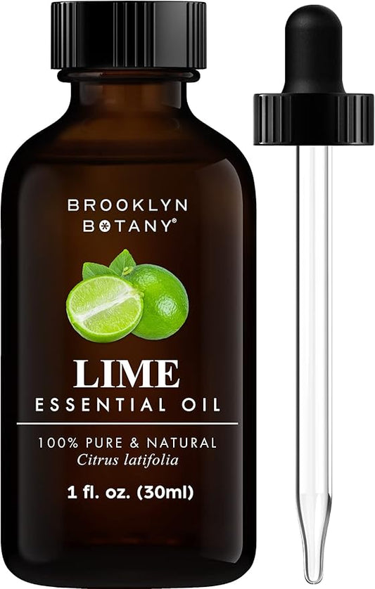 Brooklyn Botany Lime Essential Oil - 100% Pure and Natural - Premium Grade Oil with Dropper - for Aromatherapy and Diffuser - 1 Fl Oz