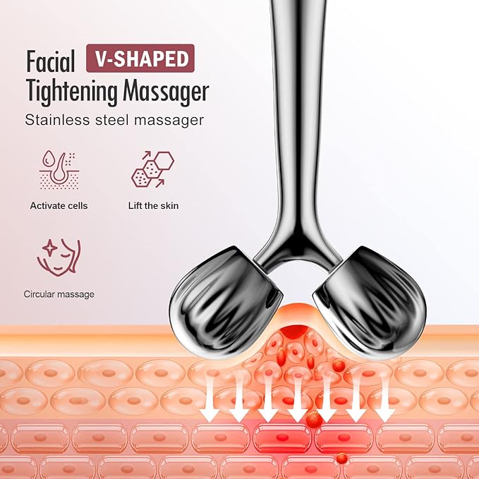 DANGSHAN Stainless Steel Face Roller and Gua Sha Massage Tool Set, Facial Massage Gua Sha Facial Tools Skincare for Face, Eye, Neck, Body Skin Care Tools Gift for Women