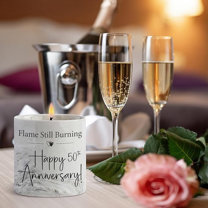 50th Anniversary Candle - 50th Wedding Anniversary Present for Couple & Parents, 50 Year Aniversario Gifts for Men, Women, Wife,Husband - 6 Oz Lavender Candle
