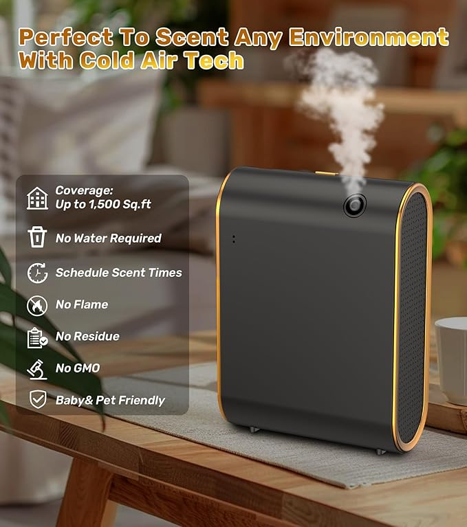 Essential Oil Diffuser for Home, Bluetooth Smart Scent Diffuser, Waterless Aromatherapy Diffuser, 1500 ft² Cold Air Hotel Collection Diffuser, Aroma Diffuser for Home, Hotel, Spa, Office