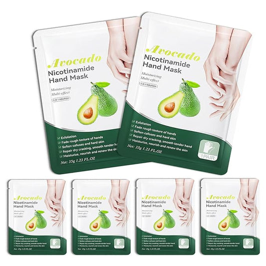 Hand Masks, 6 Pairs Hydrating Exfoliating Hand Peeling Mask, Smooth Hand Masks Moisturizing Gloves Overnight for Dry, Rough, Cracked Hands, Hand Skin Moisturizer Glove for Women Men（J