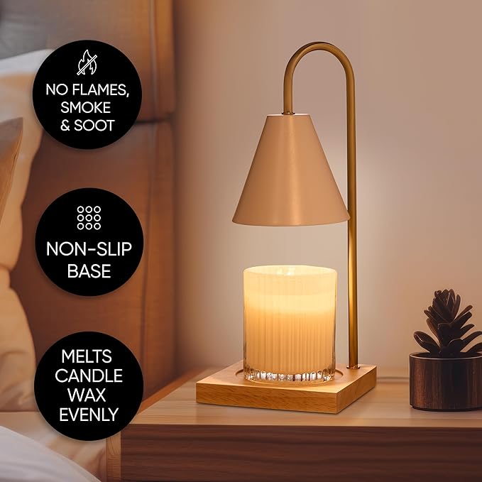 Sheffield Home Glass Candle Warmer Lamp – Elegant Candle Warmer for Long-Lasting Fragrance, Sleek Design, 13x5.5, White Iron Candle New