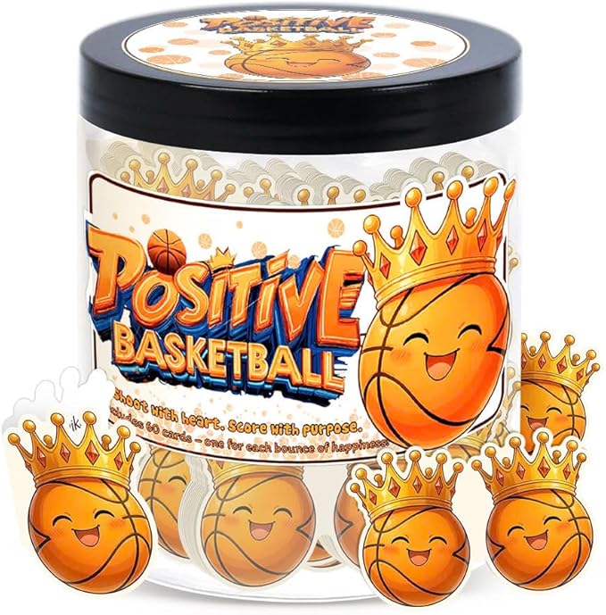 Positive Basketball Jar With 60 Daily Affirmation Cards, Emotional Support Basketball, Basketball Gift For Teen Boys Girls And Men, Coach, Christmas Gifts, Stocking Stuffers For Teen Boys