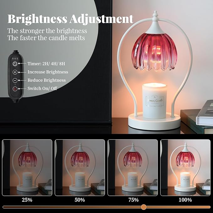 Candle Warmer Lamp with Timer: Dimmable Scented Candle Warmer Aromatherapy Lamp for Home Decor, Ideal Housewarming Birthday Wax Warmer Light Gift, Includes 2 Bulbs